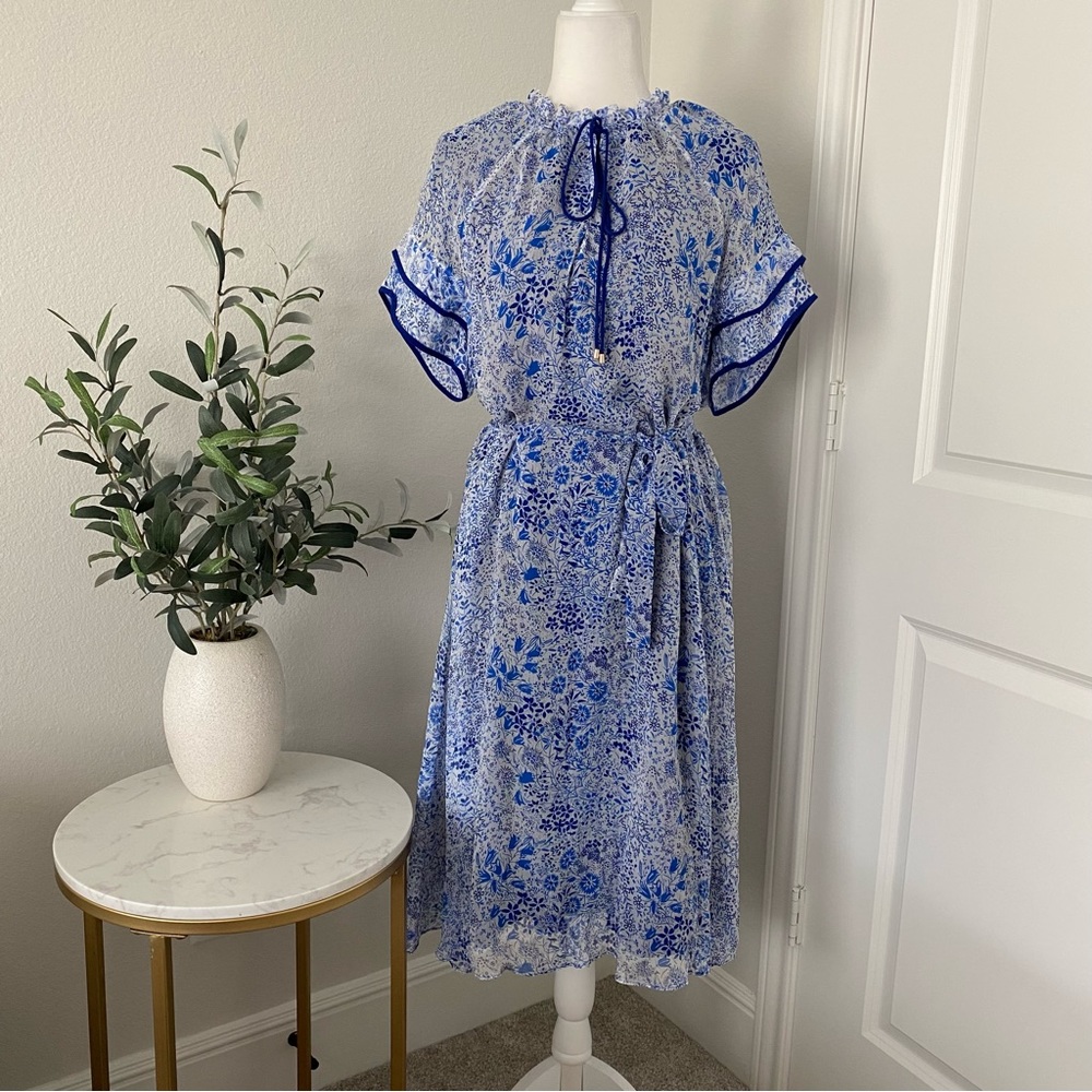 The Fold London blue floral silk dress 10